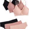 Women's  Scalloped Seamless No Show Bra and Panty Lingerie Sets