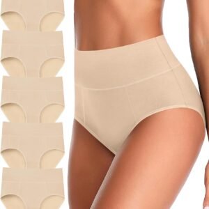 Tummy Control High Waisted Underwear for Women Cotton Plus Size Full Coverage Panties Ladies Briefs