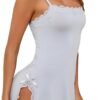 Womens Lingerie Sexy Nightgown Lace Babydoll Chemise Side Slit Sleepwear Boudoir Outfit for Women