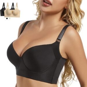Push Up Bra for Women - Uplift Sculpting T-Shirt Bra with Full Back Coverage and Back Fat Smoothing