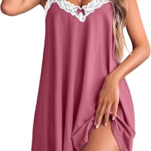 Women Lace Nightgown Sexy Spaghetti Strap Cami Sleeveless Chemise Sleepwear Sleep Dress