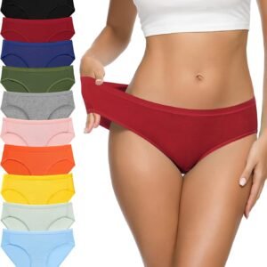 Women's Cotton Bikini Panties,High-Cut Full Coverage Stretch Cool Underwear for Women