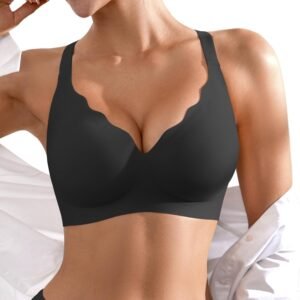 Seamless Wireless Bra for Women with Support - No Underwire Full Coverage Push Up Comfort Bras - Back Fat Smoothing