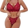 Sexy Lingerie for Women Super Stretchy Lace Bra and Panty Set Two Piece Sheer