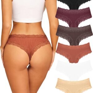 Womens Cotton Underwear Sexy Lace Brazilian Panties Soft Breathable Cotton Bikini for Ladies