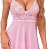 Women Lingerie Lace Babydoll Strap Chemise Halter Teddy V Neck Sleepwear