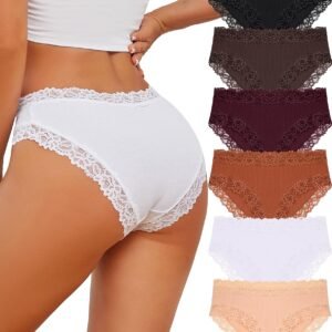 Cotton Underwear for Women  Bikini Womens Underwear Pack Sexy Lace Wasit Hipster Brief Panties for Ladies