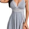 Sexy Night Gowns for Woman Sexy Sleepwear Lace Chemise V-Neck Babydoll Lingerie Slip Nightie with Side Slits
